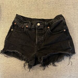 Levi's Black Distressed Cutoff Denim Shorts